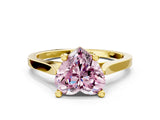 Yellow gold Fancy Pink Heart  Solitaire Diamond Ring with Four-Prong Setting and Tapered Band