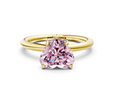 Yellow gold Fancy Pink Heart  Solitaire Diamond Ring with Four-Prong Setting on a Plain Band_18