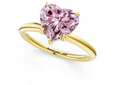Yellow gold Fancy Pink Heart  Solitaire Diamond Ring with Four-Prong Setting on a Plain Band_19