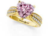 Yellow gold Fancy Pink Heart  Solitaire Diamond Ring with Milgrain Pavé Band and Four-Prong Setting_21