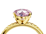 Yellow gold Fancy Pink Heart  Solitaire Diamond Ring with Milgrain and Black Enamel X Pattern Band_69