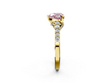 Yellow gold Fancy Pink Heart  Solitaire Diamond Ring with Pavé Band and Four-Prong Setting_103