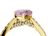 Yellow gold Fancy Pink Heart  Solitaire Diamond Ring with Pavé Band and Four-Prong Setting_105