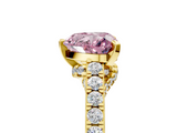 Yellow gold Fancy Pink Heart  Solitaire Diamond Ring with Pavé Band and Four-Prong Setting_106