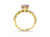 Yellow gold Fancy Pink Heart  Solitaire Diamond Ring with Pave Band and Four-Prong Setting_256
