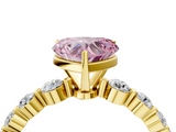 Yellow gold Fancy Pink Heart  Solitaire Diamond Ring with Pave Band and Four-Prong Setting_257