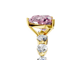 Yellow gold Fancy Pink Heart  Solitaire Diamond Ring with Pave Band and Four-Prong Setting_258