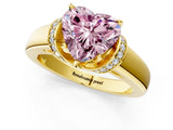 Yellow gold Fancy Pink Heart  Solitaire Diamond Ring with Pave Band and Six-Prong Setting_33