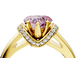 Yellow gold Fancy Pink Heart  Solitaire Diamond Ring with Pave Band and Six-Prong Setting_36
