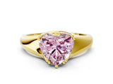 Yellow gold Fancy Pink Heart  Solitaire Diamond Ring with Six-Prong Cathedral Setting_31