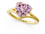 Yellow gold Fancy Pink Heart  Solitaire Diamond Ring with Six-Prong Setting and Tapered Band_18