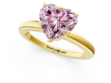 Yellow gold Fancy Pink Heart  Solitaire Diamond Ring with Six-Prong Setting on a Classic Band_4