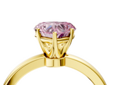 Yellow gold Fancy Pink Heart  Solitaire Diamond Ring with Six-Prong Setting on a Classic Band_7