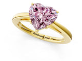 Yellow gold Fancy Pink Heart  Solitaire Diamond Ring with Split Shank and Four-Prong Setting_13