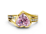Yellow gold Fancy Pink Heart  Solitaire Diamond Ring with Split Shank and Prong Setting_41