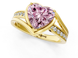 Yellow gold Fancy Pink Heart  Solitaire Diamond Ring with Split Shank and Prong Setting_42