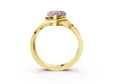 Yellow gold Fancy Pink Heart  Solitaire Diamond Ring with Split Shank and Prong Setting_44