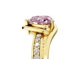 Yellow gold Fancy Pink Heart  Solitaire Diamond Ring with Split Shank and Prong Setting_46