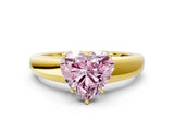 Yellow gold Fancy Pink Heart  Solitaire Diamond Ring with Tapered Band and Four-Prong Setting_49