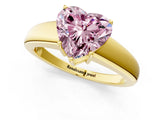 Yellow gold Fancy Pink Heart  Solitaire Diamond Ring with Tapered Band and Four-Prong Setting_50