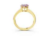 Yellow gold Fancy Pink Heart  Solitaire Diamond Ring with Tapered Band and Four-Prong Setting_52