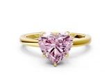Yellow gold Fancy Pink Heart  Solitaire Diamond Ring with Thin Band and Four-Prong Setting_3