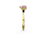Yellow gold Fancy Pink Heart  Solitaire Diamond Ring with Thin Band and Four-Prong Setting_5
