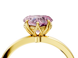 Yellow gold Fancy Pink Heart  Solitaire Diamond Ring with Thin Band and Four-Prong Setting_7