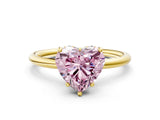 Yellow gold Fancy Pink Heart  Solitaire Diamond Ring with a Classic Band and Four-Prong Setting 1