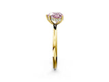 Yellow gold Fancy Pink Heart  Solitaire Diamond Ring with a Classic Band and Four-Prong Setting 3