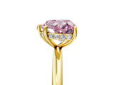 Yellow gold Fancy Pink Heart  Solitaire Diamond Ring with a Classic Band and Four-Prong Setting