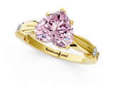 Yellow gold Fancy Pink Heart  Solitaire Diamond Twisted Band with Four-Prong Setting_30