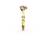 Yellow gold Fancy Pink Heart  Solitaire Diamond Twisted Band with Four-Prong Setting_31