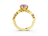 Yellow gold Fancy Pink Heart  Solitaire Diamond Twisted Band with Four-Prong Setting_32
