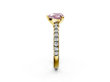 Yellow gold Fancy Pink Heart  Solitaire Diamond with Pavé Band and Four-Prong Setting_54