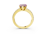 Yellow gold Fancy Pink Heart  Solitaire Diamond with Pavé Band and Four-Prong Setting_55
