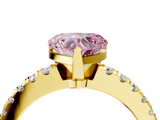 Yellow gold Fancy Pink Heart  Solitaire Diamond with Pavé Band and Four-Prong Setting_56