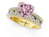 Yellow gold Fancy Pink Heart  Solitaire Diamond with Pave and Channel Set Band_59