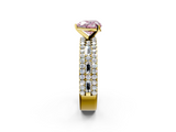 Yellow gold Fancy Pink Heart  Solitaire Diamond with Pave and Channel Set Band_60
