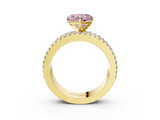 Yellow gold Fancy Pink Heart  Solitaire Diamond with Pave and Channel Set Band_61