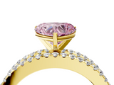 Yellow gold Fancy Pink Heart  Solitaire Diamond with Pave and Channel Set Band_62