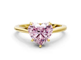 Yellow gold Fancy Pink Heart  Solitaire Engagement Ring with Four-Prong Setting and Classic Band 2