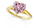 Yellow gold Fancy Pink Heart  Solitaire Engagement Ring with Four-Prong Setting and Classic Band 3