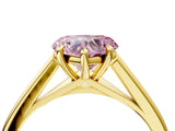 Yellow gold Fancy Pink Heart  Solitaire Engagement Ring with Four-Prong Setting and Classic Band