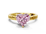 Yellow gold Fancy Pink Heart  Solitaire Engagement Ring with Scrollwork Band and Four-Prong Setting_150