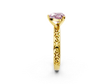 Yellow gold Fancy Pink Heart  Solitaire Engagement Ring with Scrollwork Band and Four-Prong Setting_151