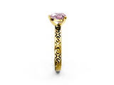 Yellow gold Fancy Pink Heart  Solitaire Engagement Ring with Scrollwork Band and Four-Prong Setting_152
