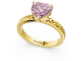 Yellow gold Fancy Pink Heart  Solitaire Engagement Ring with Scrollwork Band and Four-Prong Setting_153