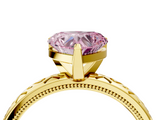 Yellow gold Fancy Pink Heart  Solitaire Engagement Ring with Scrollwork Band and Four-Prong Setting_154