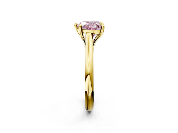 Yellow gold Fancy Pink Heart  Solitaire Engagement Ring with Six-Prong Setting and Classic Band